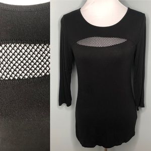 Stretchy Black 3/4 Sleeve Tunic